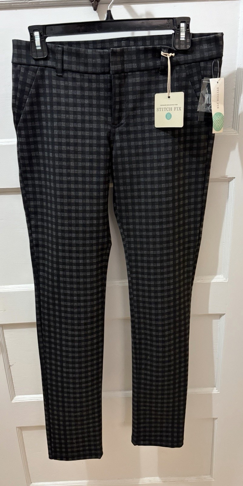 Kut From The Kloth Elyse Plaid Print Slim Straight Ponte Pants Size 6 Nwt $119